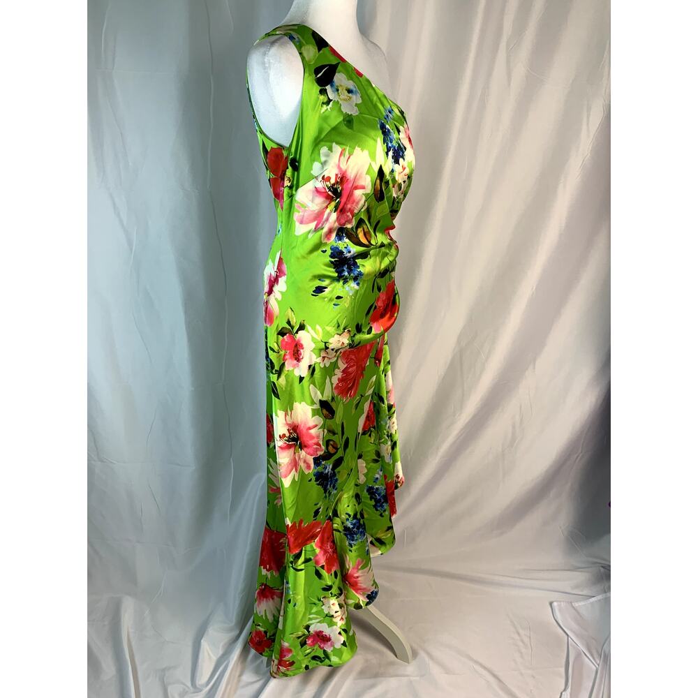 Eliza J Printed Asymmetric One-Shoulder Midi Dress – Green – Size 10 – NWT - Picture 2 of 7